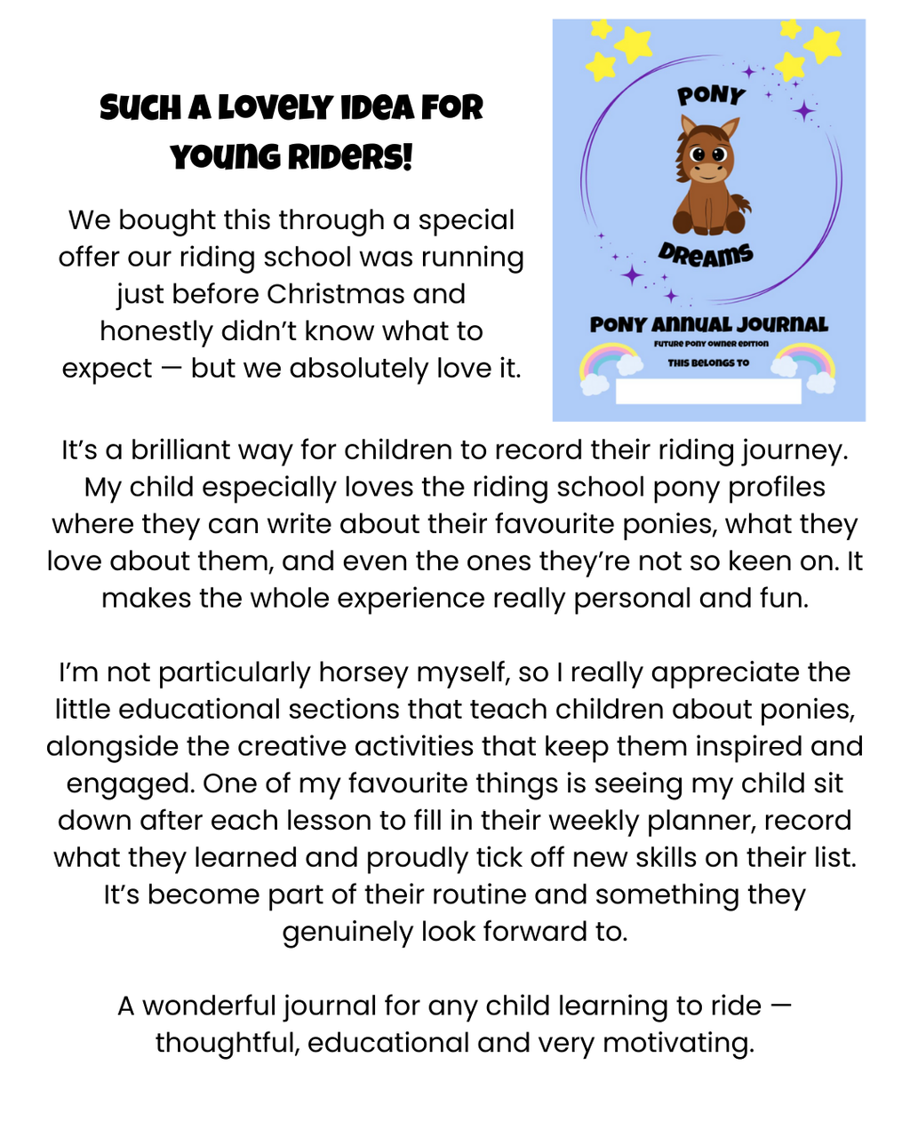 Future Pony Owner Annual Journal (undated so start any time of year)