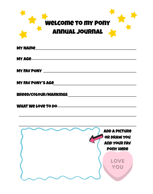 Future Pony Owner Annual Journal (undated so start any time of year)